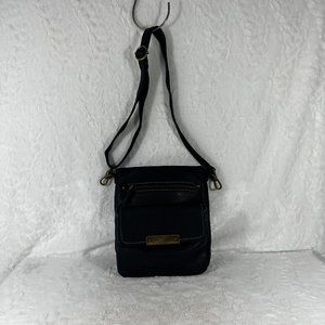 The Sak Adjustable Strap Fold over Black Leather Crossbody Bag